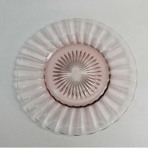 6 Vintage Heisey Ridge and Star Orchard Pink Depression Glass 7.5" Salad Plate